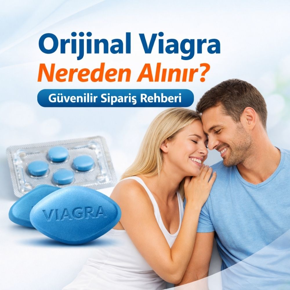 Orijinal Viagra nereden alınır güvenilir sipariş rehberi çift görseli ve Viagra tabletleri ile modern banner