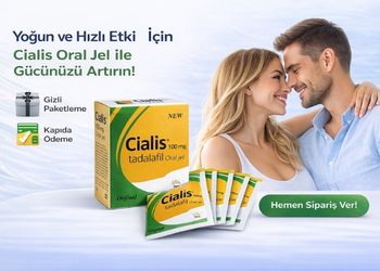 Cialis 100 mg tadalafil oral jel bannerı mutlu çift görseli ile hızlı etki gizli paketleme ve kapıda ödeme avantajlarıyla