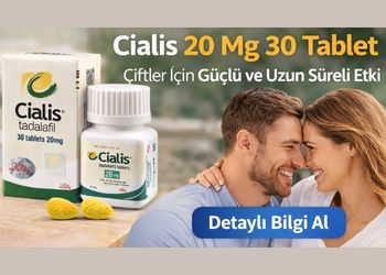 Cialis 20 Mg 30 tablet tadalafil güçlü etki sağlayan ürün ve mutlu çift görseli