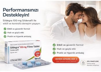 Sildegra 100 mg sildenafil tablet ürünü, mutlu çift görseli ve hemen sipariş ver CTA butonu ile hazırlanmış modern reklam bannerı